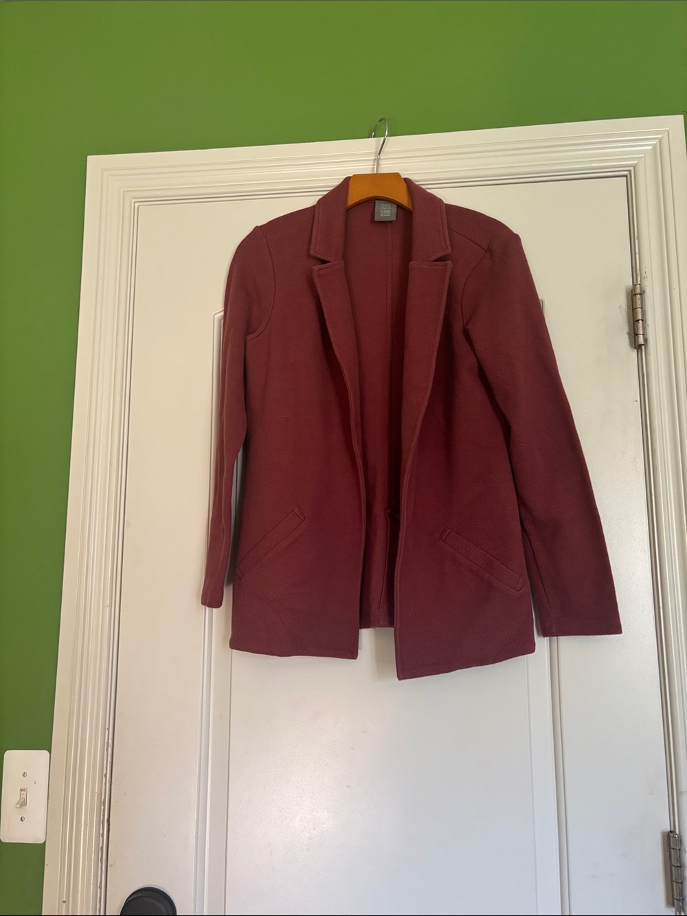 Matty M Women's Burgundy Open Blazer Cotton Jacket. Size Small